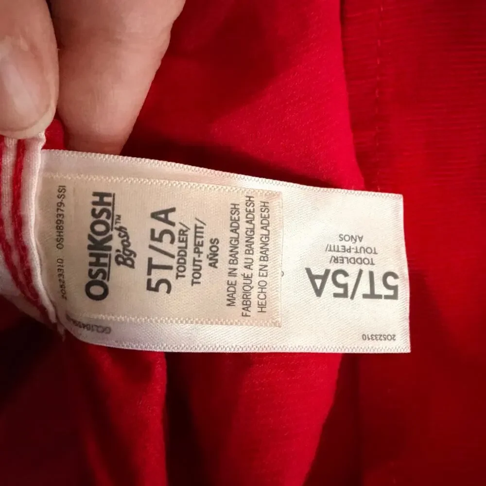 OshKosh B'gosh Red Overall Dress Girls Size 5T